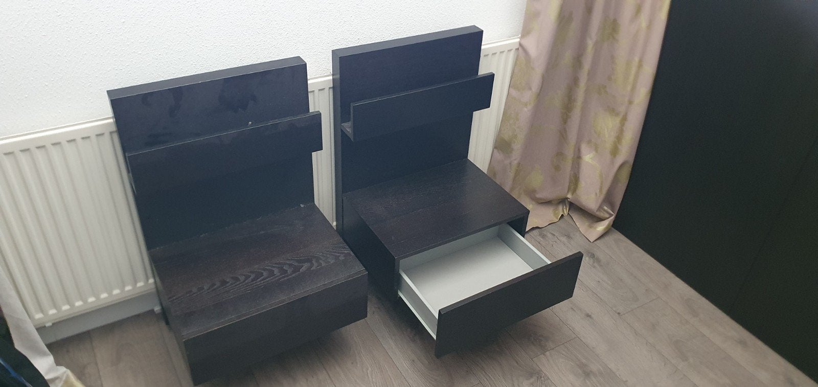 IKEA MALM Zwevende Nachtkastjes Zwartbruin - Set van 2, Ophalen, Gebruikt, Minder dan 45 cm, 55 tot 70 cm