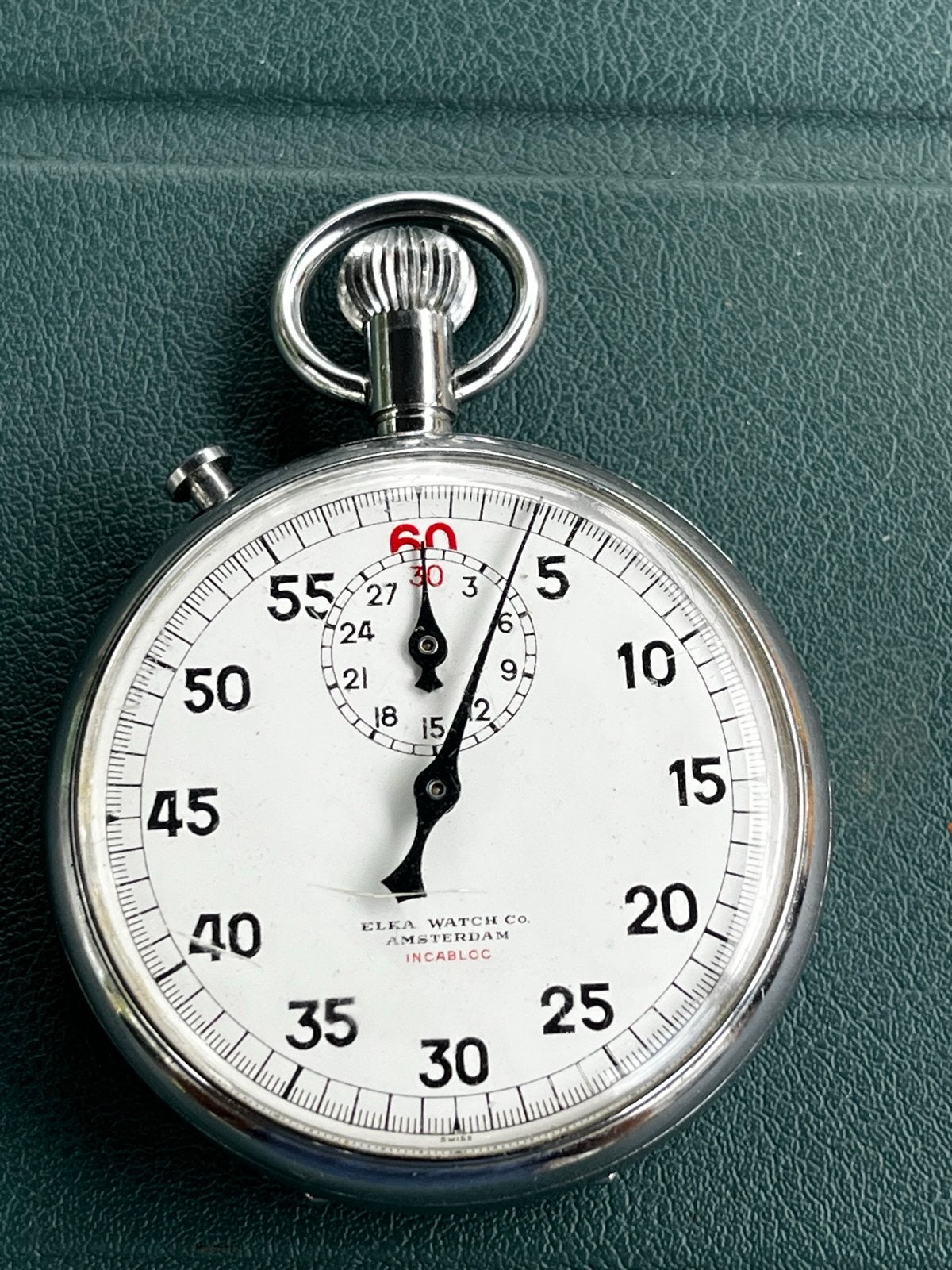 Vintage Elka Watch Co. Stopwatch - Amsterdam Incabloc, Ophalen of Verzenden, Gebruikt, Zilver