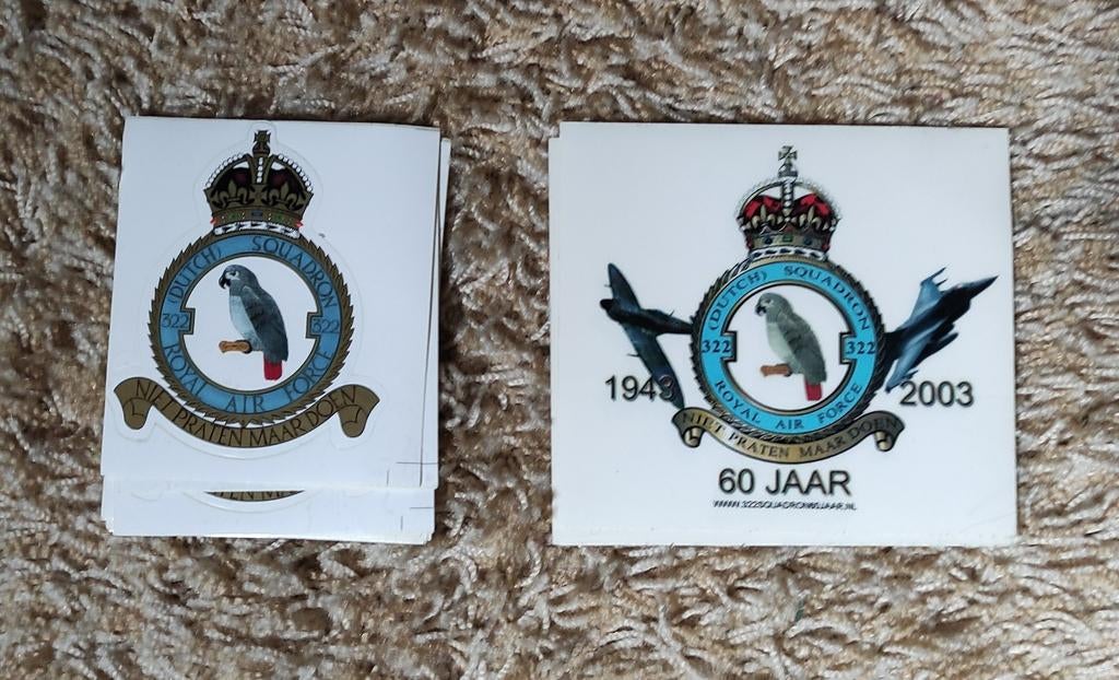 Stickers Royal Air Force 322 Squadron, Verzamelen, Stickers, Ophalen of Verzenden