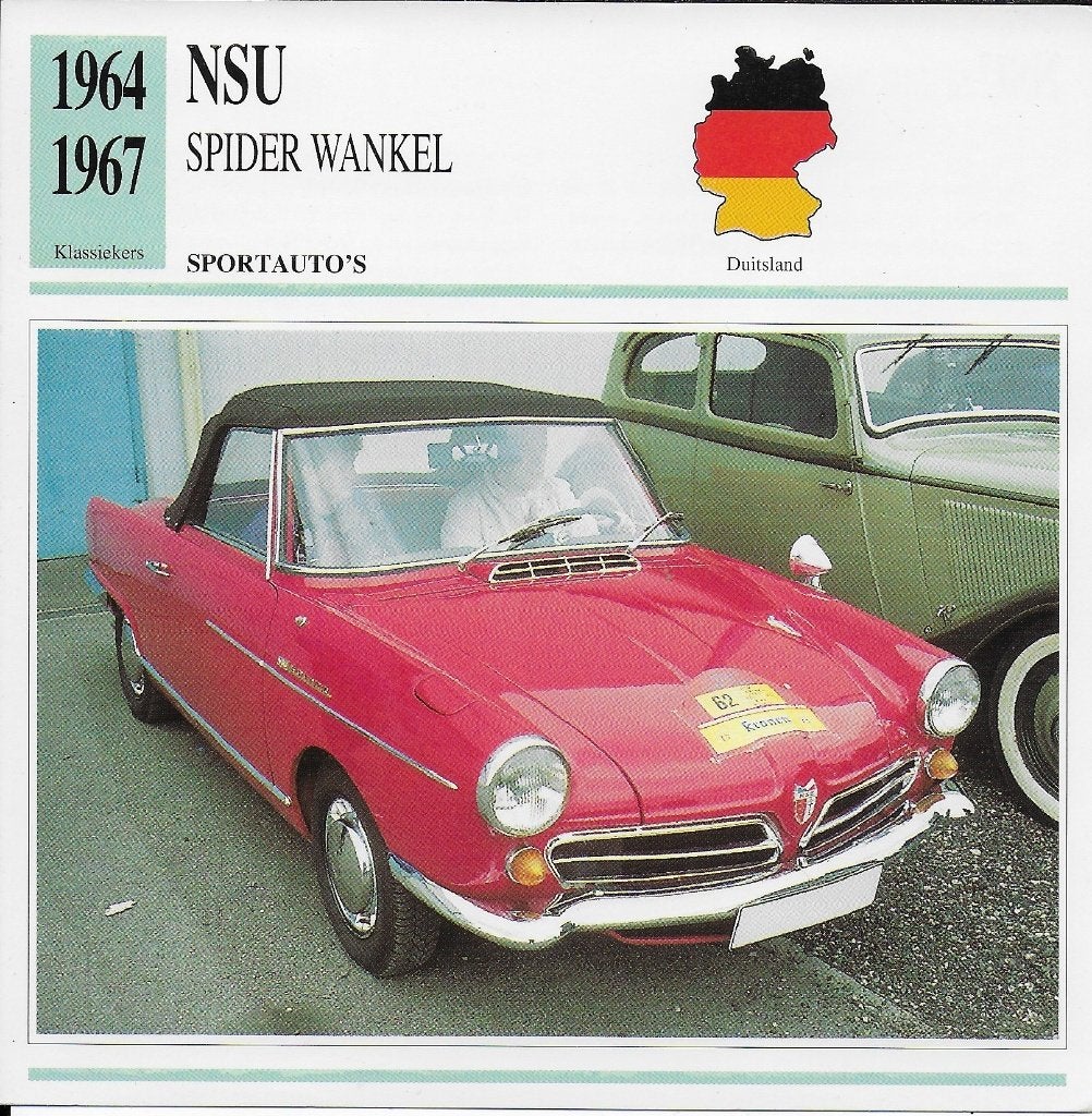 Ma666 autokaart nsu spider wankel ( 1964- 1967 ), Ophalen of Verzenden, Zo goed als nieuw, Auto's