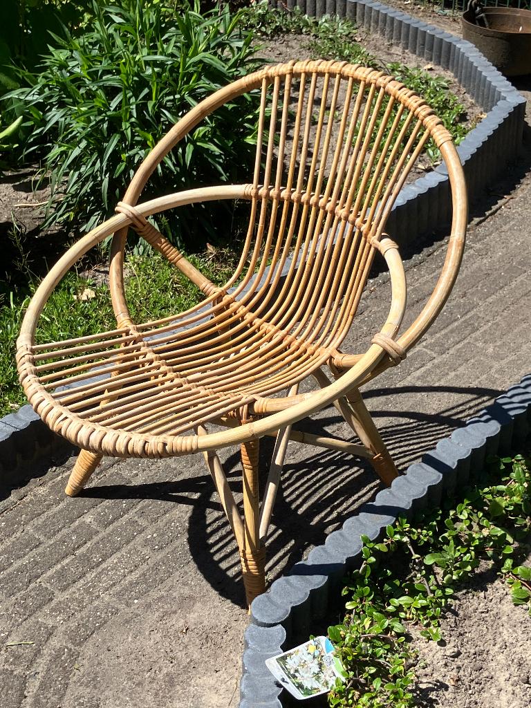 Rotan stoel, Huis en Inrichting, Stoelen, Ophalen, Gebruikt, Twee, Bruin