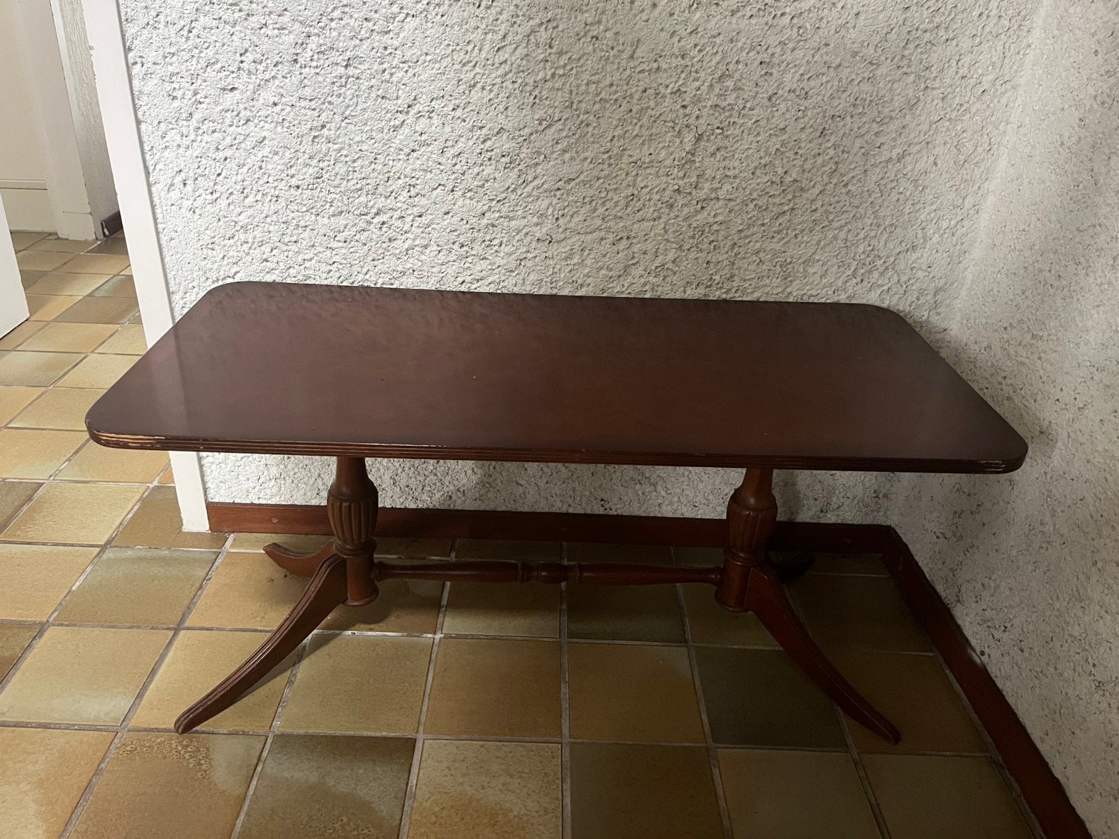 Vintage mahonie houten Salontafel (60er jaren), Ophalen, Zo goed als nieuw, Rechthoekig