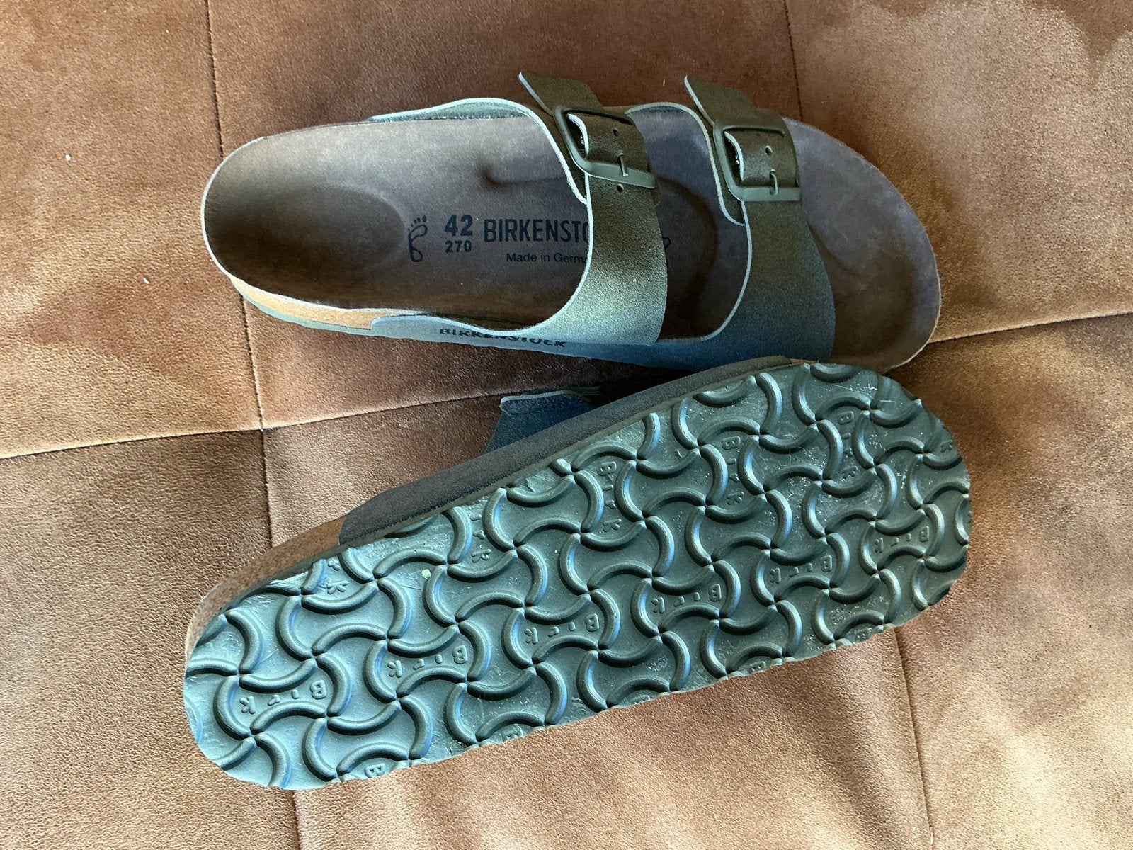 Nieuwe Namaak Birkenstocks maat 42 (valt als 43), Kleding | Dames, Schoenen, Ophalen of Verzenden, Nieuw, Groen, Slippers