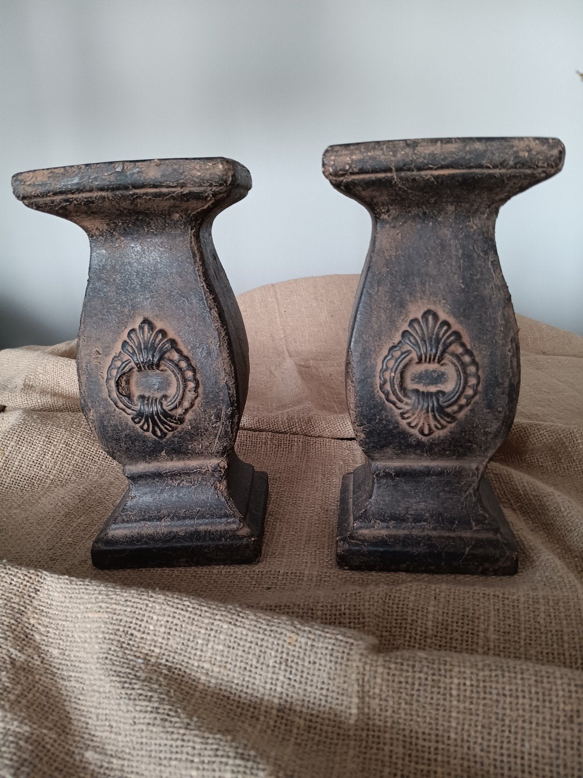 2 brocante kandelaars, Antiek en Kunst, Ophalen of Verzenden