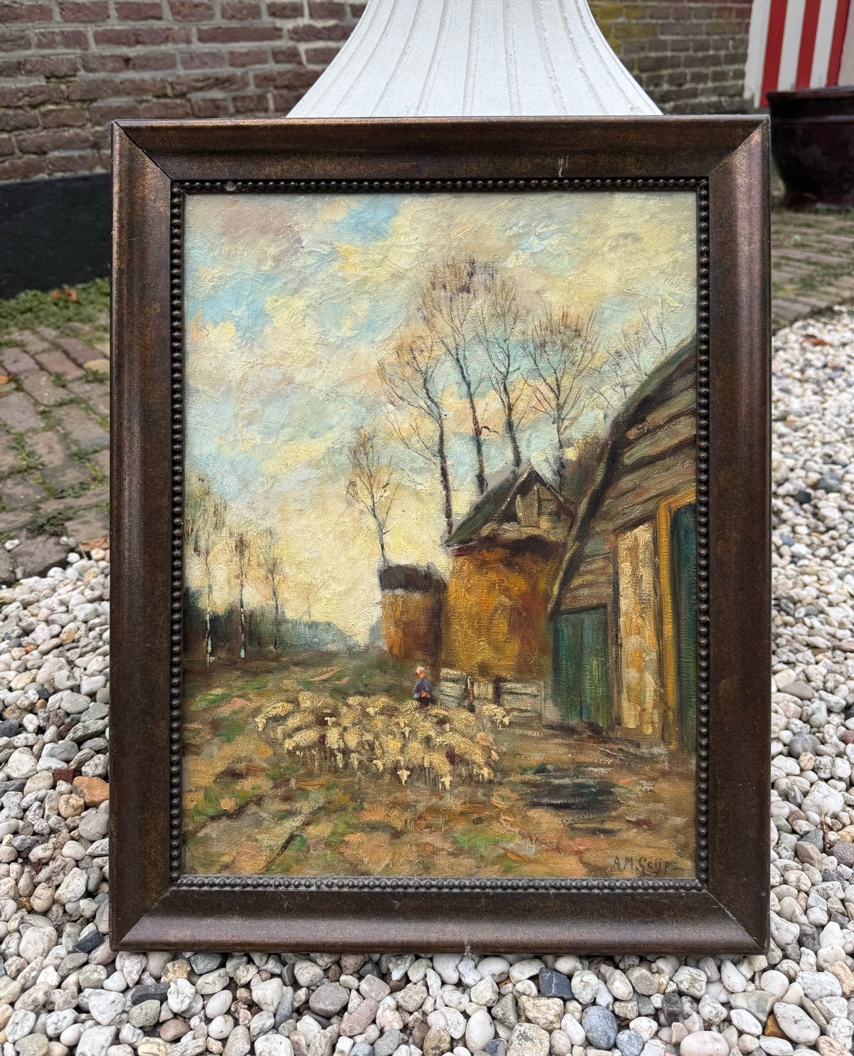 Olieverfschilderij van Adriaan Marinus Geijp, Doek, Realistisch, Ophalen of Verzenden, Gesigneerd