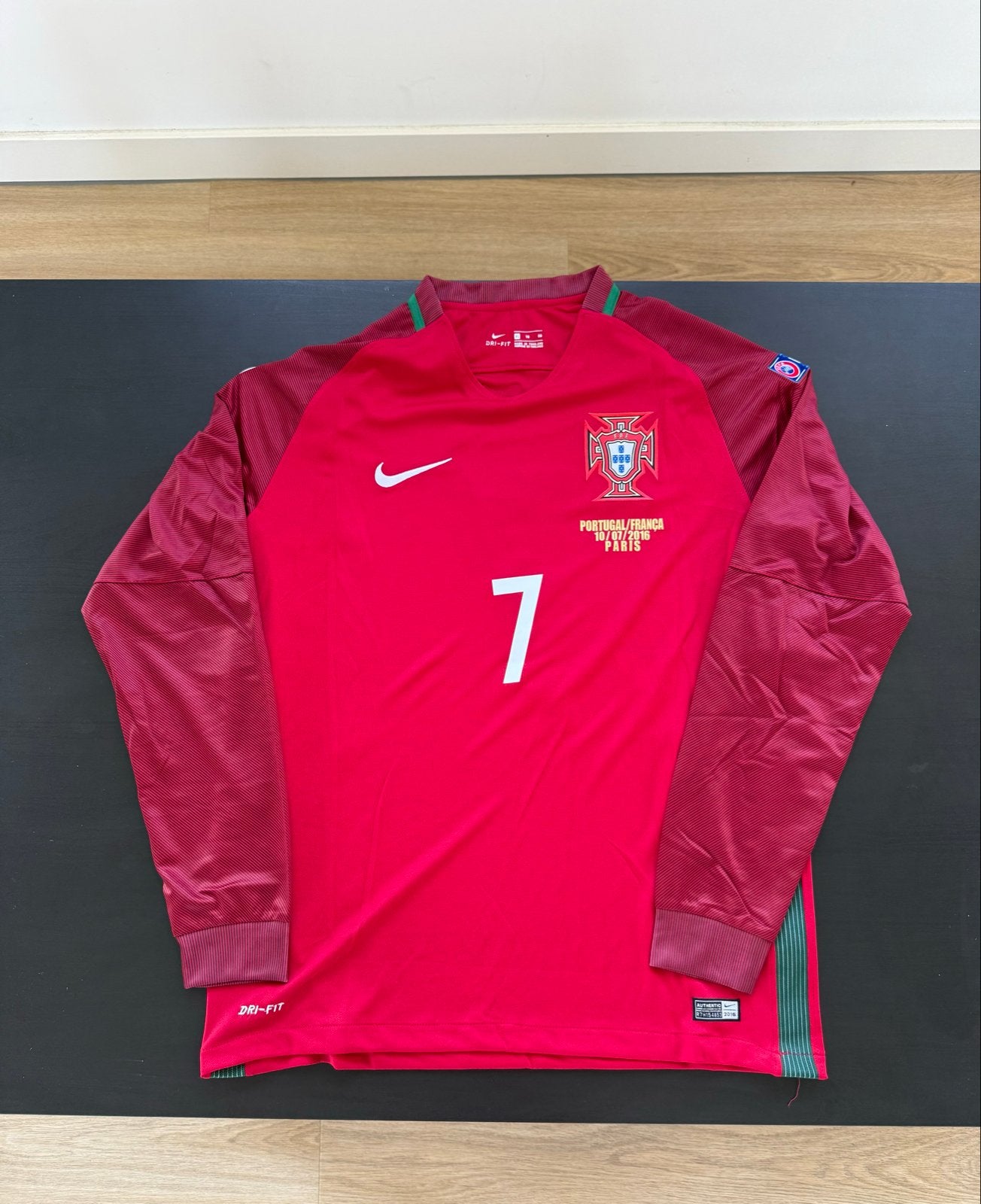 Portugal Thuisshirt Ronaldo #7 EK 2016 Lange Mouwen Maat XL, Maat XL, Verzenden, Zo goed als nieuw, Shirt