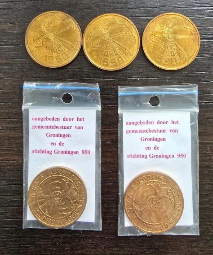 5x Groningen 1040-1990 munten, Postzegels en Munten, Munten | Nederland, Ophalen of Verzenden, Koningin Beatrix, Overige waardes