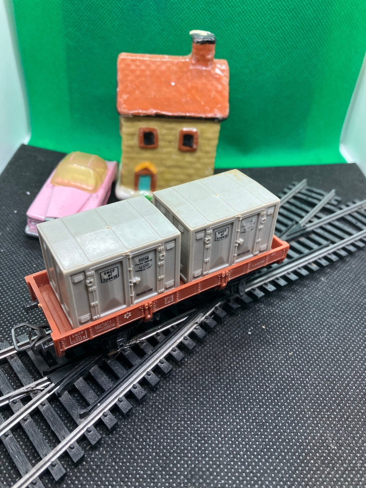 Jouef H0 platte goederenwagon SNCF met containers, Ophalen of Verzenden, Zo goed als nieuw, Wagon, Jouef