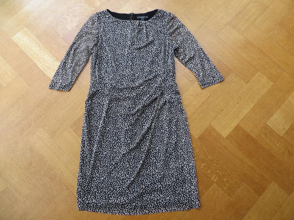Esprit Jurk Panterprint Tijgerprint Polyester Elastaan Mt L, Bruin, Maat 42/44 (L), Ophalen of Verzenden, Zo goed als nieuw