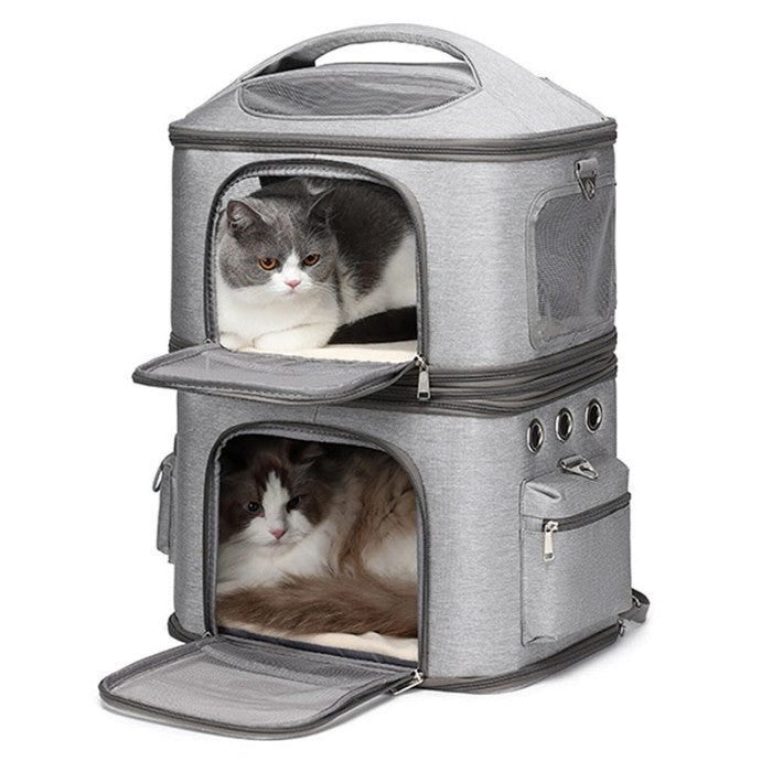 Kattenrugzak voor 2 katten, dubbele reismand, Info@zoospot.nl, Nieuw, Disketteweg 18, 1033 NW Amsterdam, Verzenden