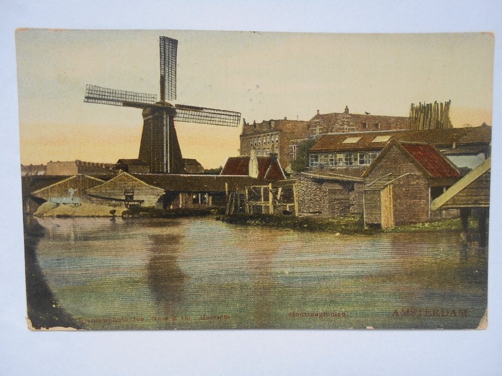 Amsterdam houtzaagmolen De Otter oud uniek Amsterdam 1910, Ophalen of Verzenden, Voor 1920, Gelopen, Noord-Holland