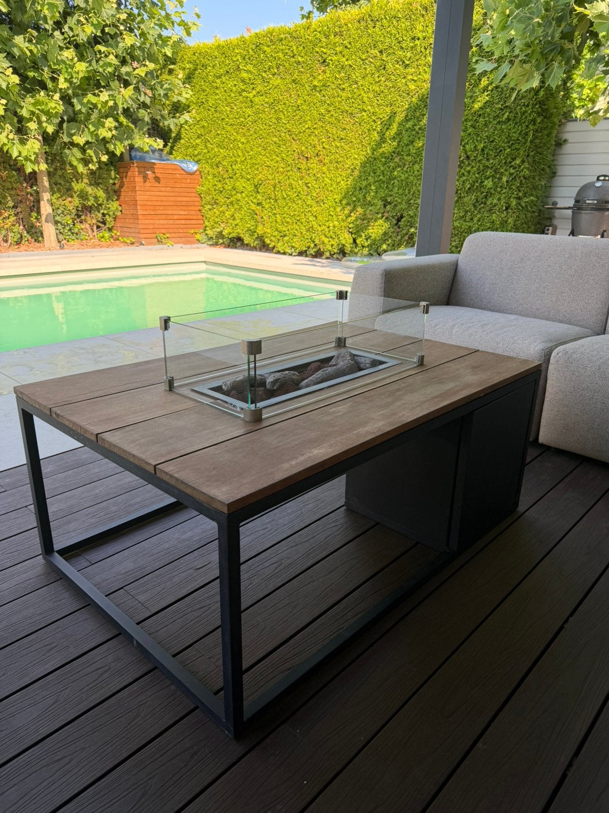 Cosi vuurtafel teakhout op gas, Tuin en Terras, Ophalen, Zo goed als nieuw