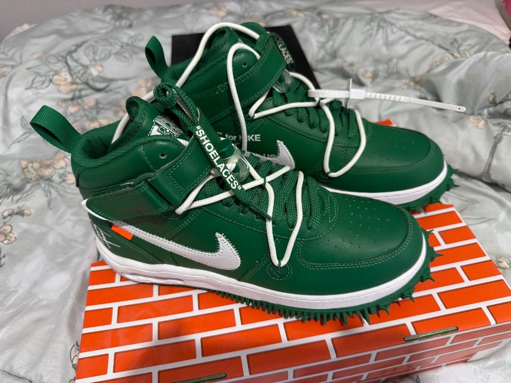 Nike Off White Air Force 1 Mid Pine Green 44,5, Kleding | Heren, Schoenen, Overige kleuren, Verzenden, Nike, Nieuw
