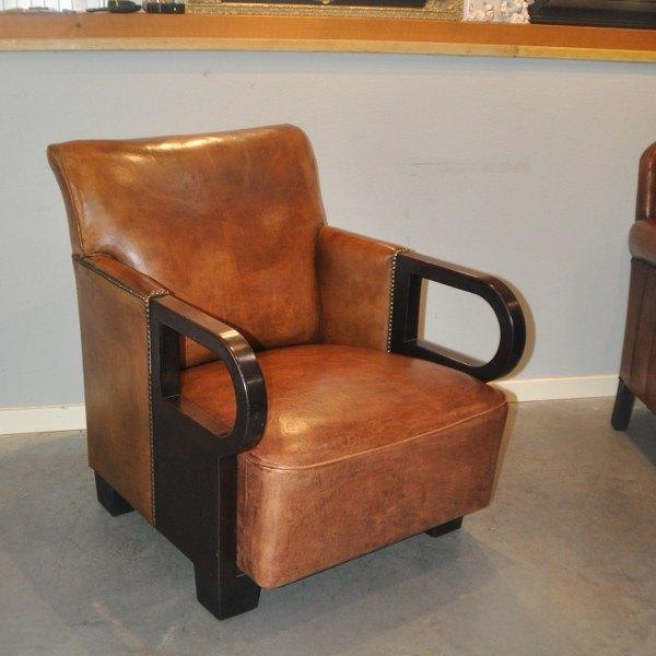 Schapenleren Art Deco fauteuil, Ophalen of Verzenden