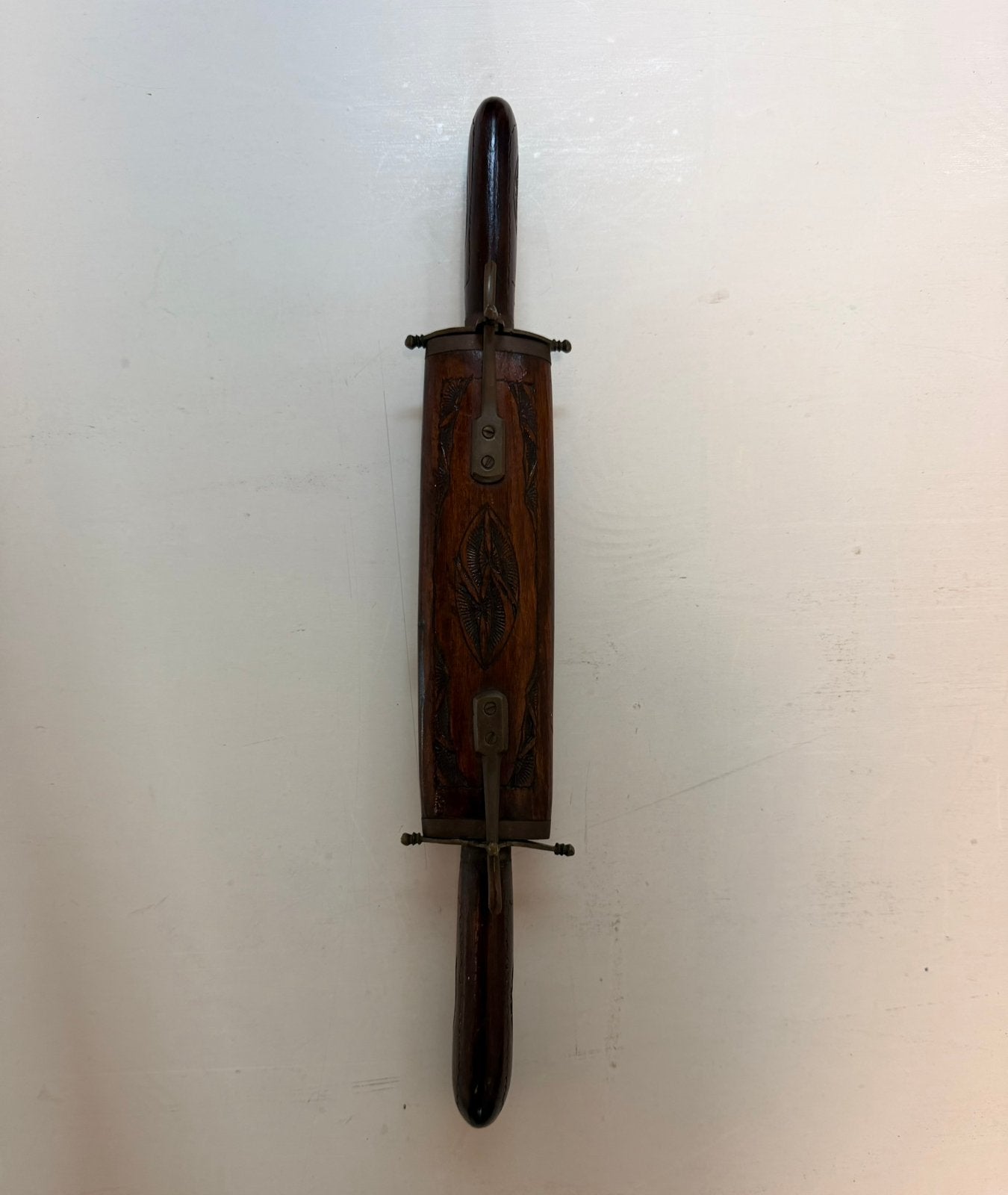 Vintage Wood and Brass Carving and Steak Set, Ophalen of Verzenden