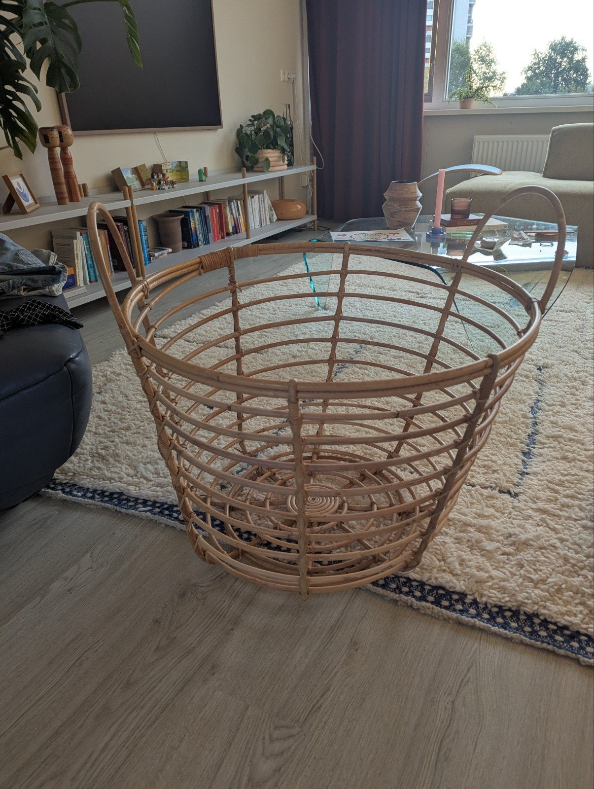 IKEA Jassa Mand Rotan 70 cm, Ophalen, Mand, Gevlochten, Rond