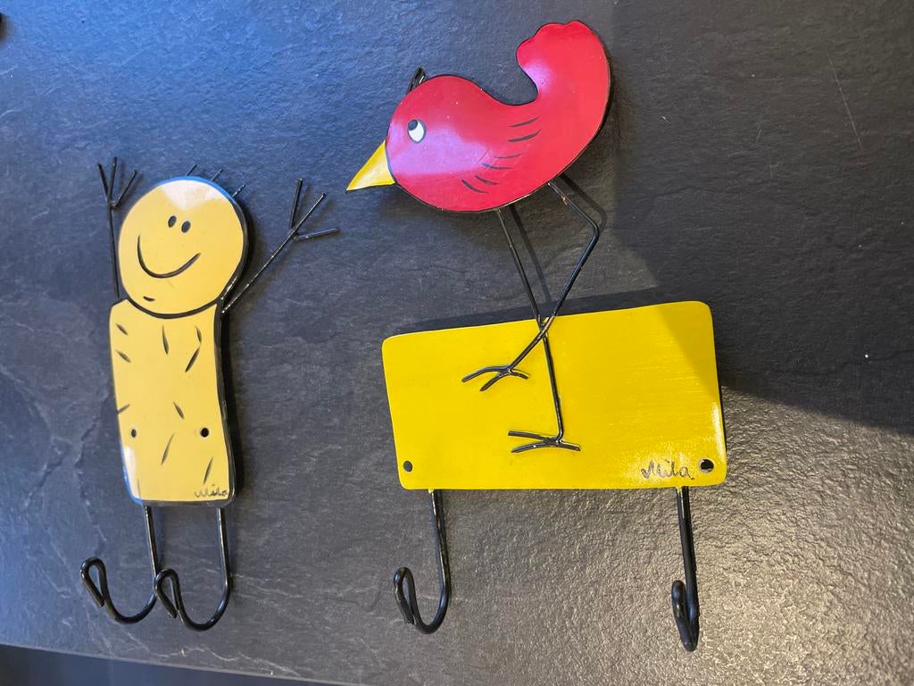 Leuke Gerimpex kapstokjes met vogel en poppetje, Wandkapstok, Nieuw, Ophalen of Verzenden, Minder dan 100 cm