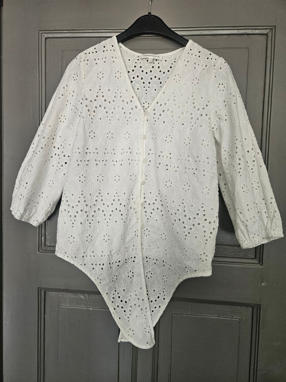 Tramontana broderie blouse maat 36 zgan, Tramontana, Wit, Ophalen of Verzenden, Zo goed als nieuw