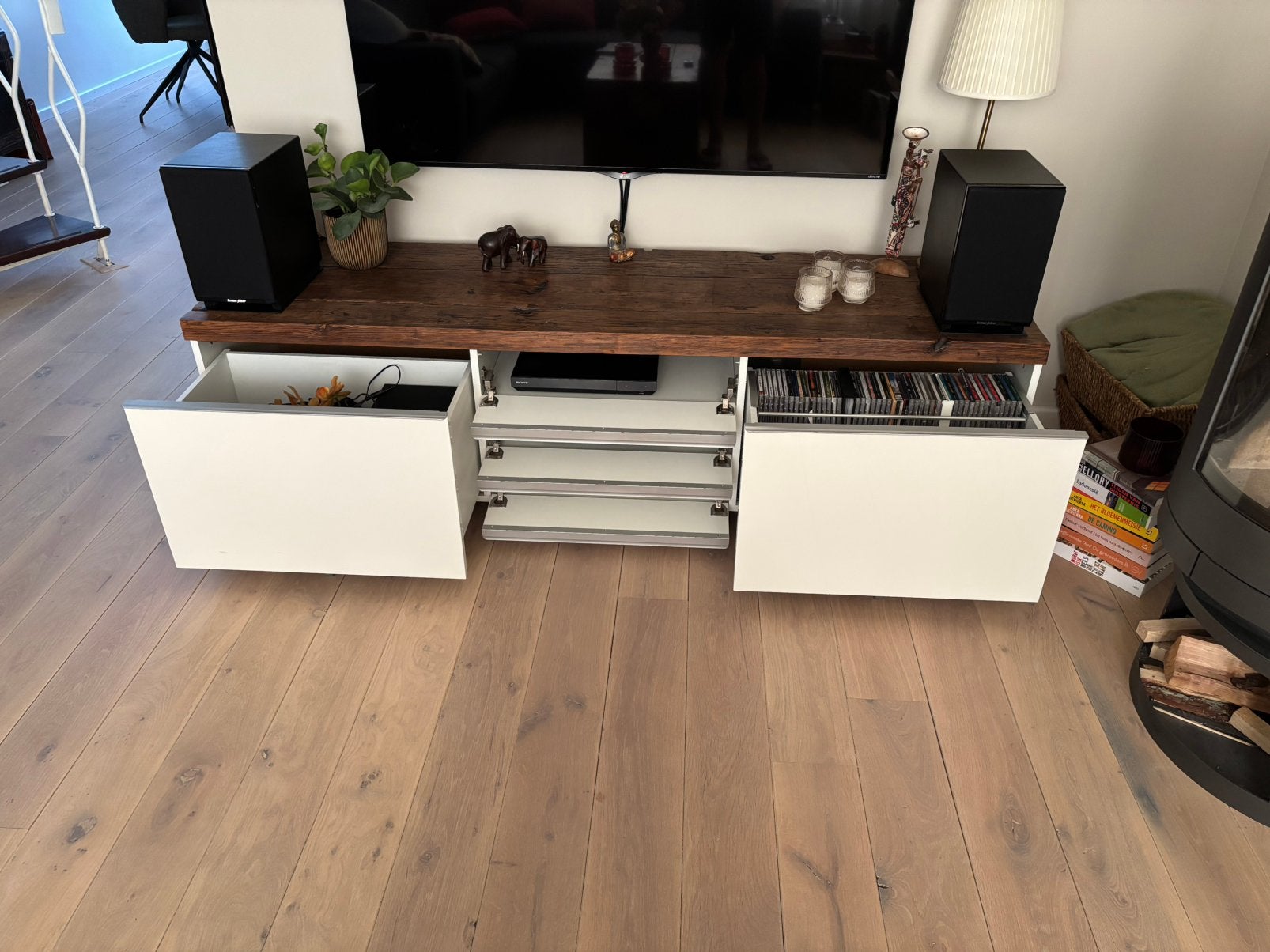 TV Audiomeubel 180x50x50, Huis en Inrichting, Kasten | Televisiemeubels, Ophalen, Eikenhout, 50 tot 100 cm, Zo goed als nieuw