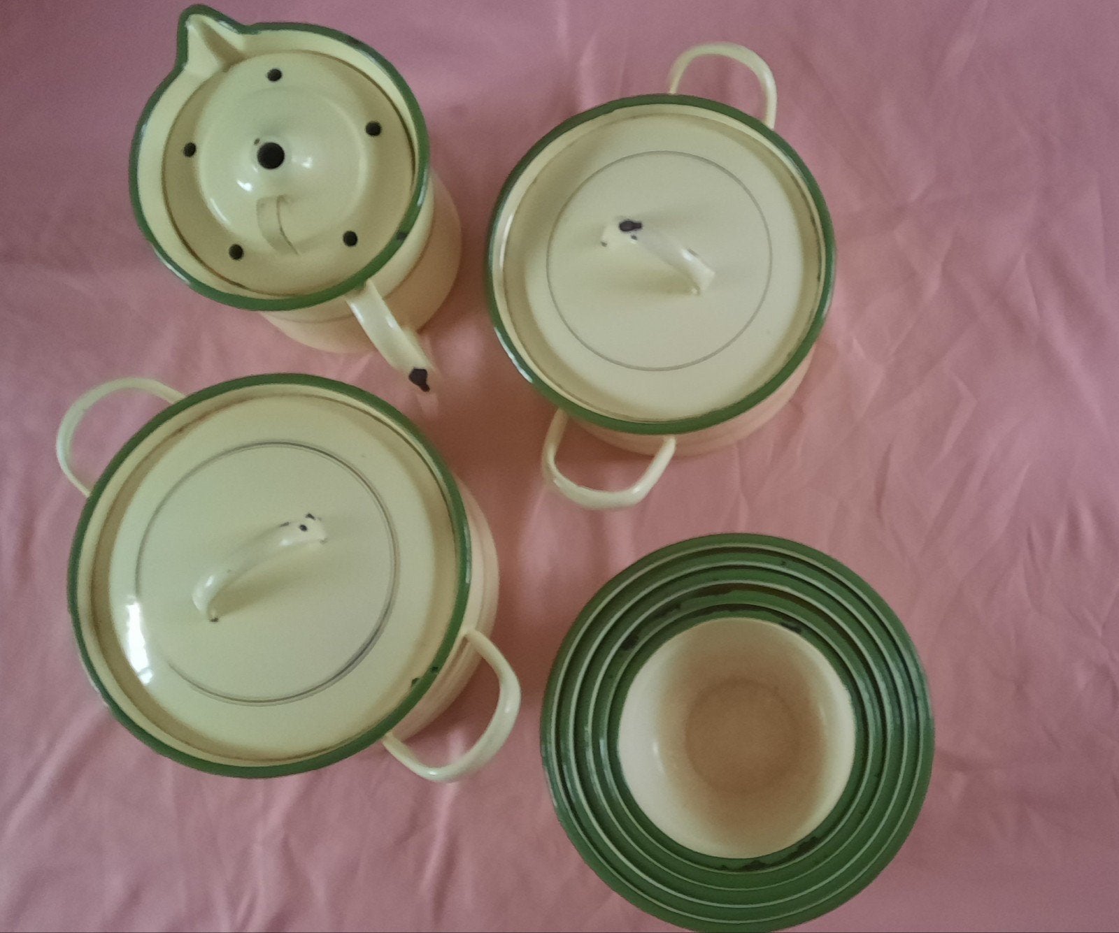 vintage pannen, schalenset en melkkan, Ophalen