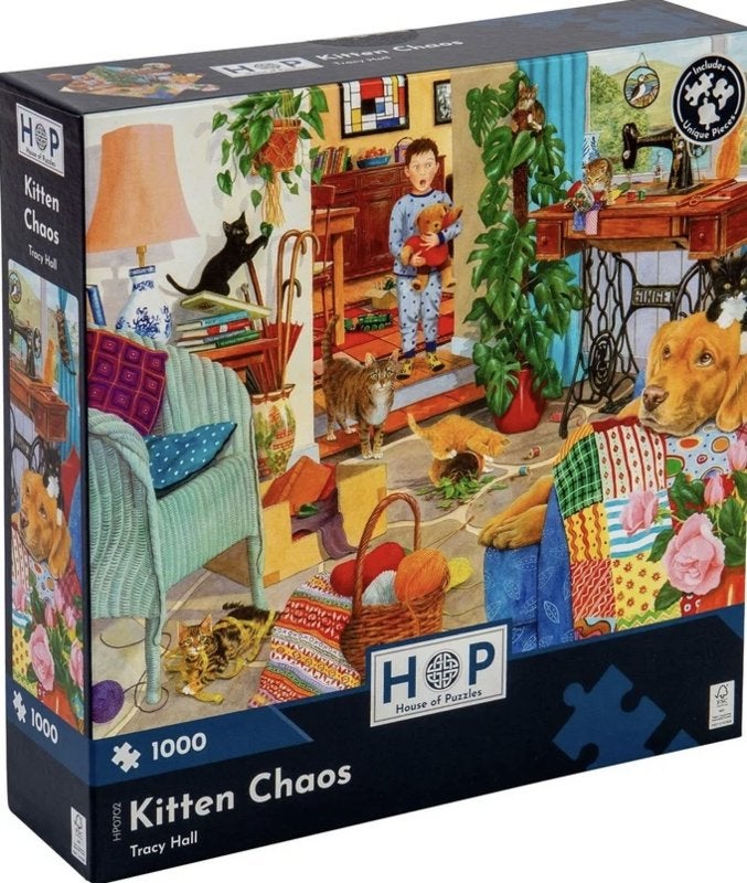 House of Puzzles - Kitten Chaos - 1000 stukjes, Ophalen of Verzenden, 500 t/m 1500 stukjes, Nieuw, Legpuzzel