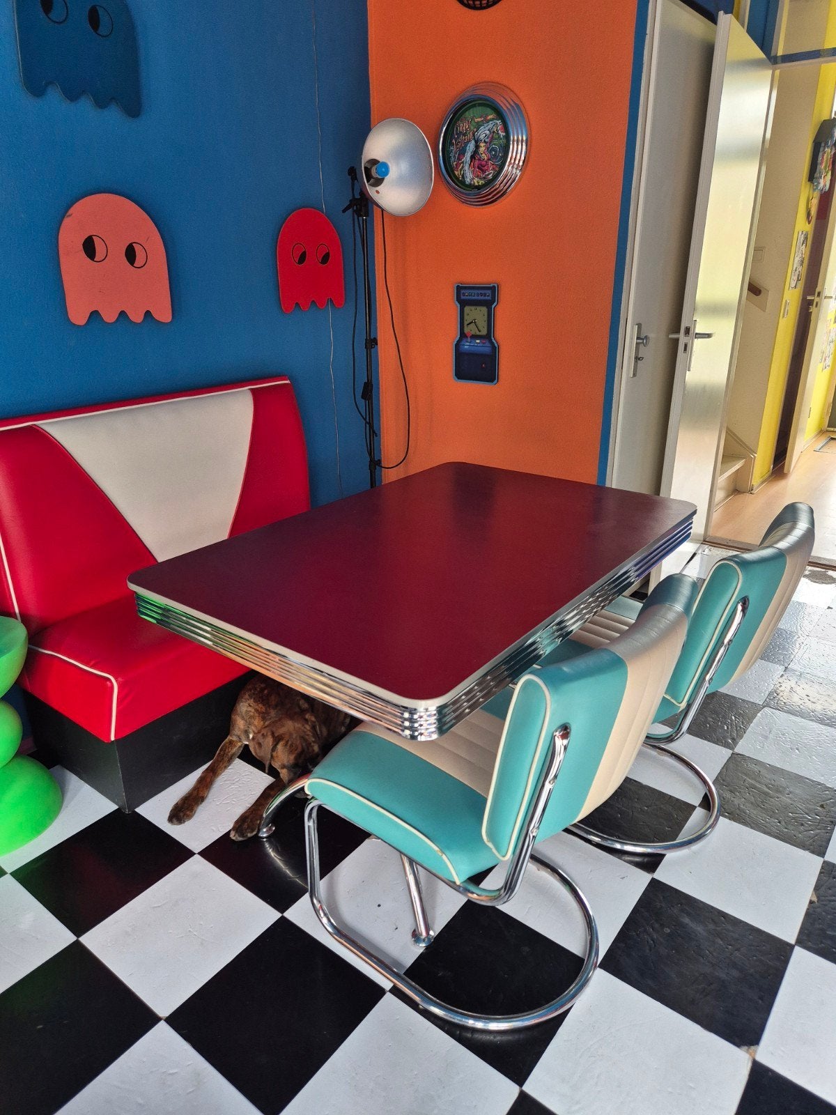 Bel Air Diner Set - Bank, Tafel en Stoelen (ook los), Ophalen, 100 tot 150 cm, Retro, Diner, Jaren '50, Vier personen