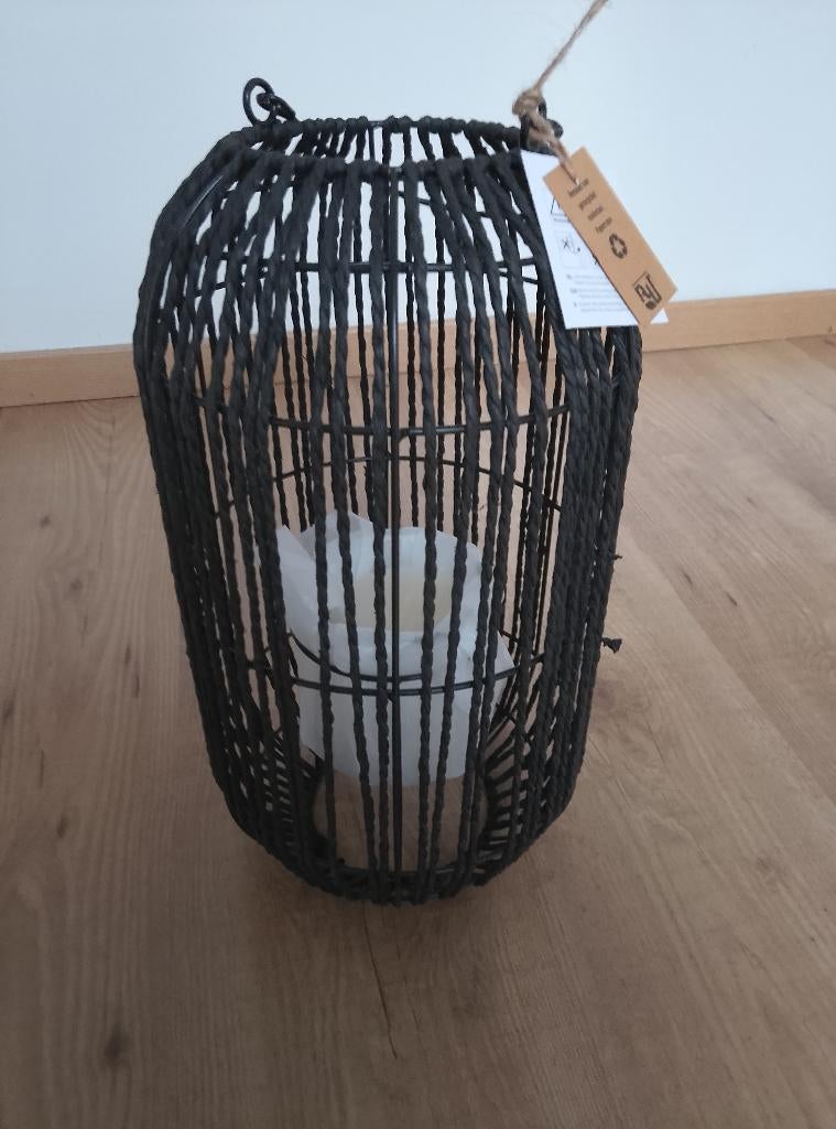 Lantaarn met kaars nieuw, Huis en Inrichting, Overige materialen, 25 tot 50 cm, Zwart, Nieuw