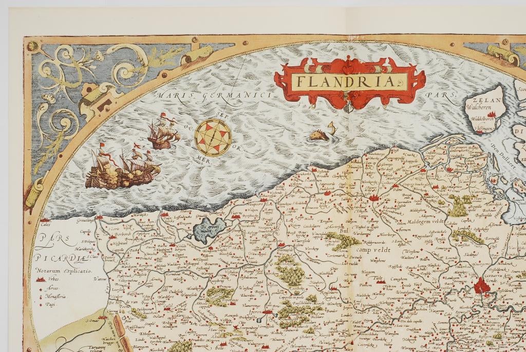 Oude landkaart Vlaanderen Flandria 1579 Abraham Ortelius, Verzenden, Voor 1800, Nederland, Landkaart
