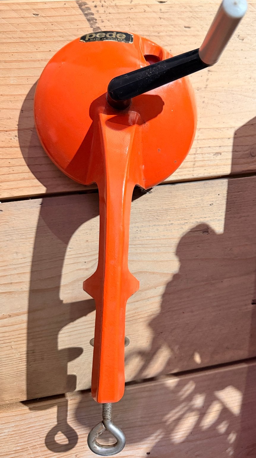 Vintage Pede stalen snijmolen - Oranje keukenmachine, Ophalen of Verzenden
