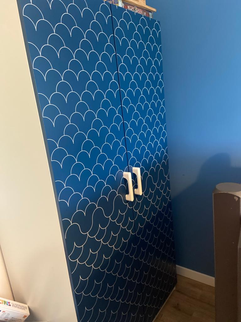 IKEA Pax Kastdeuren - Blauw met Schaalpatroon, Ophalen, Overige materialen, Gebruikt, 200 cm of meer