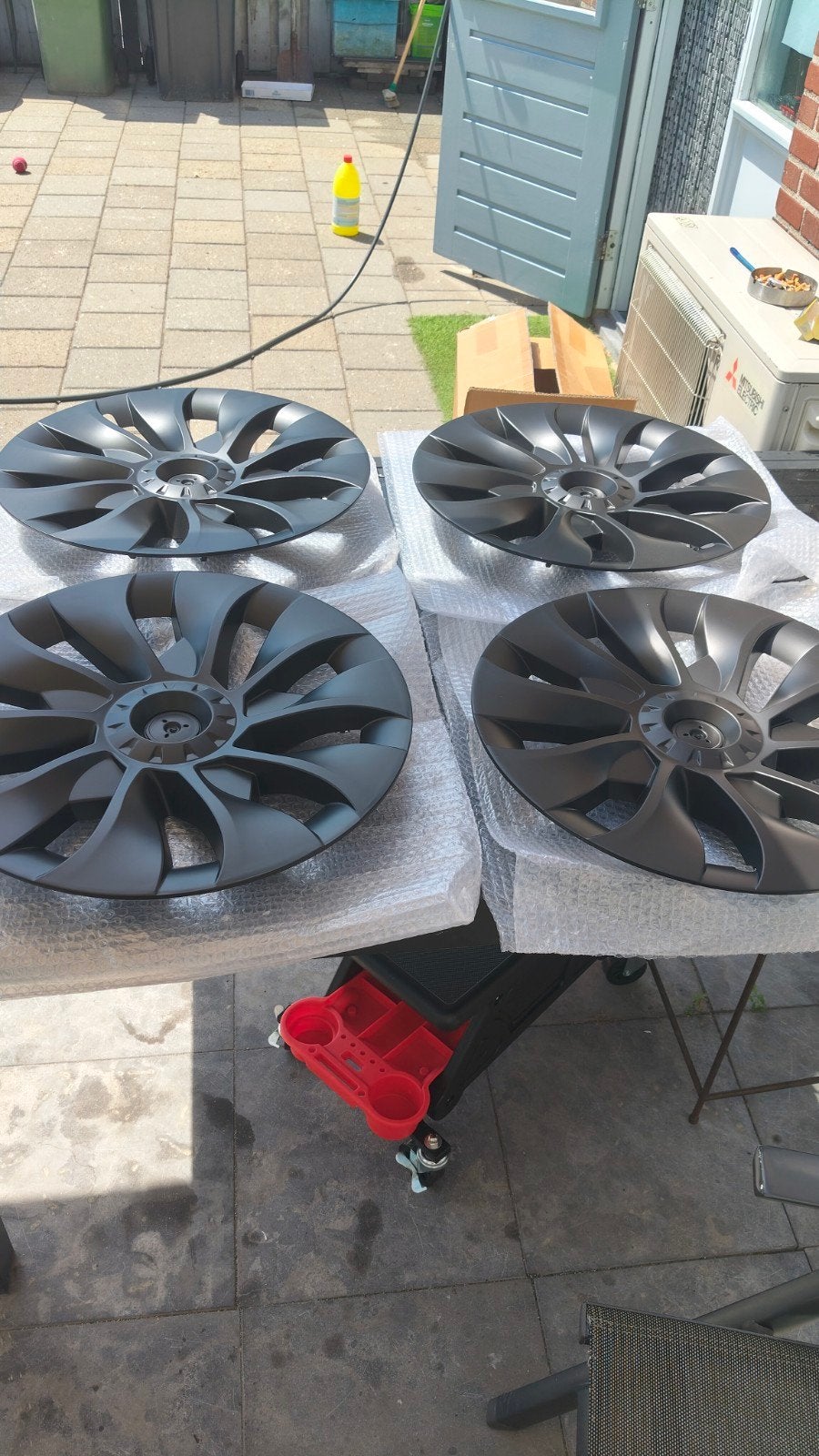 Tesla Model 3 18 inch Turbine wieldoppen, Ophalen of Verzenden, Gebruikt