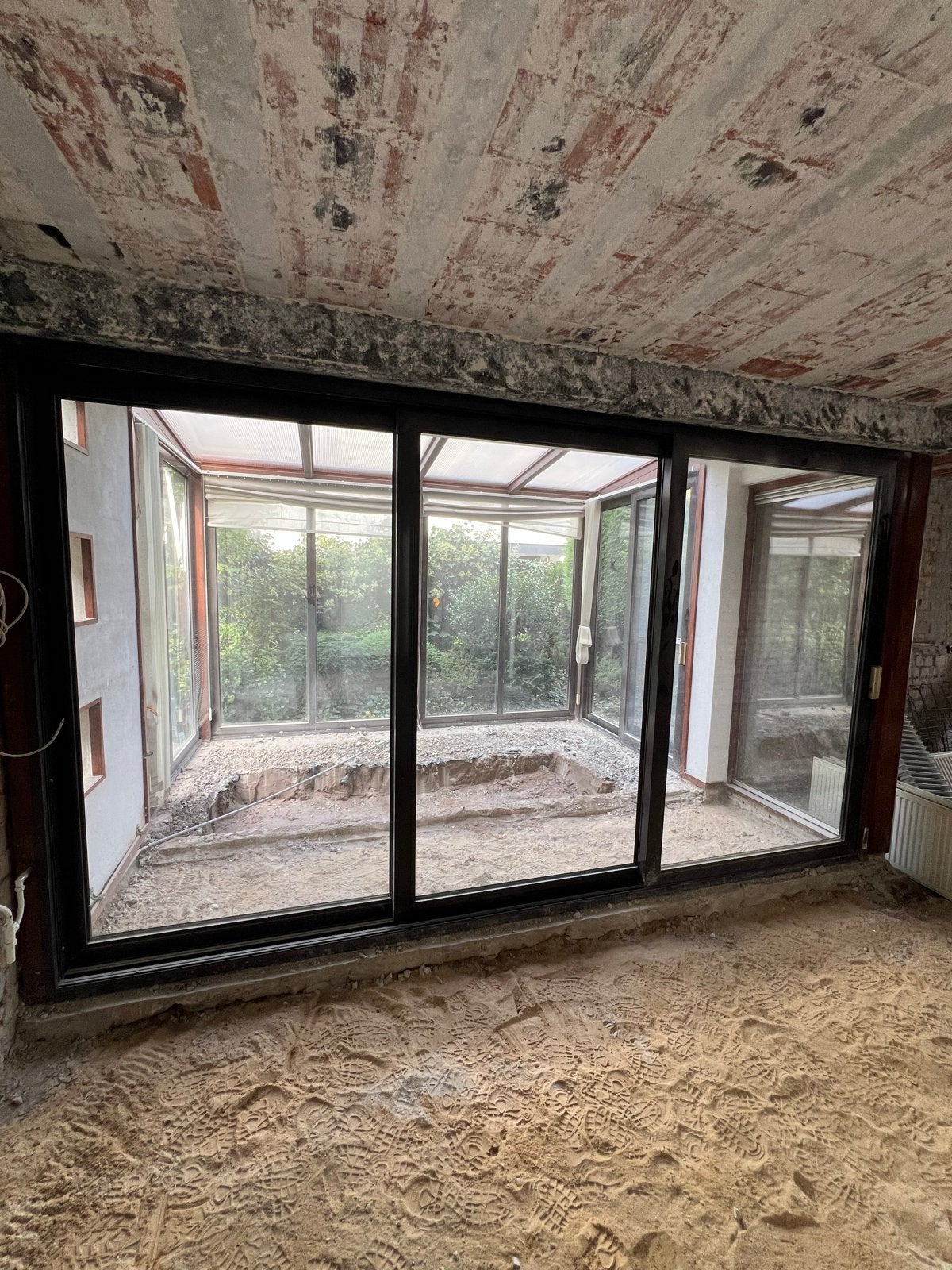 Moderne Binnen Schuifpui met Glas, Doe-het-zelf en Verbouw, Ophalen, Gebruikt, 225 cm of meer, Aluminium