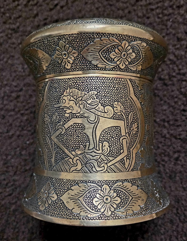 Authentieke Indonesische tabakspot messing (geel koper), Antiek en Kunst, Antiek | Koper en Brons, Ophalen of Verzenden, Koper