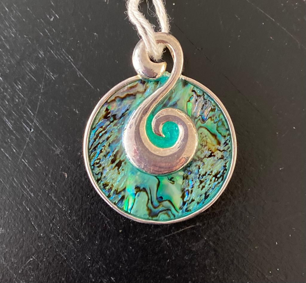 Kettinghanger paua schelp -nieuw zeeland, Ophalen of Verzenden, Zo goed als nieuw, Zilver, Steen of Mineraal