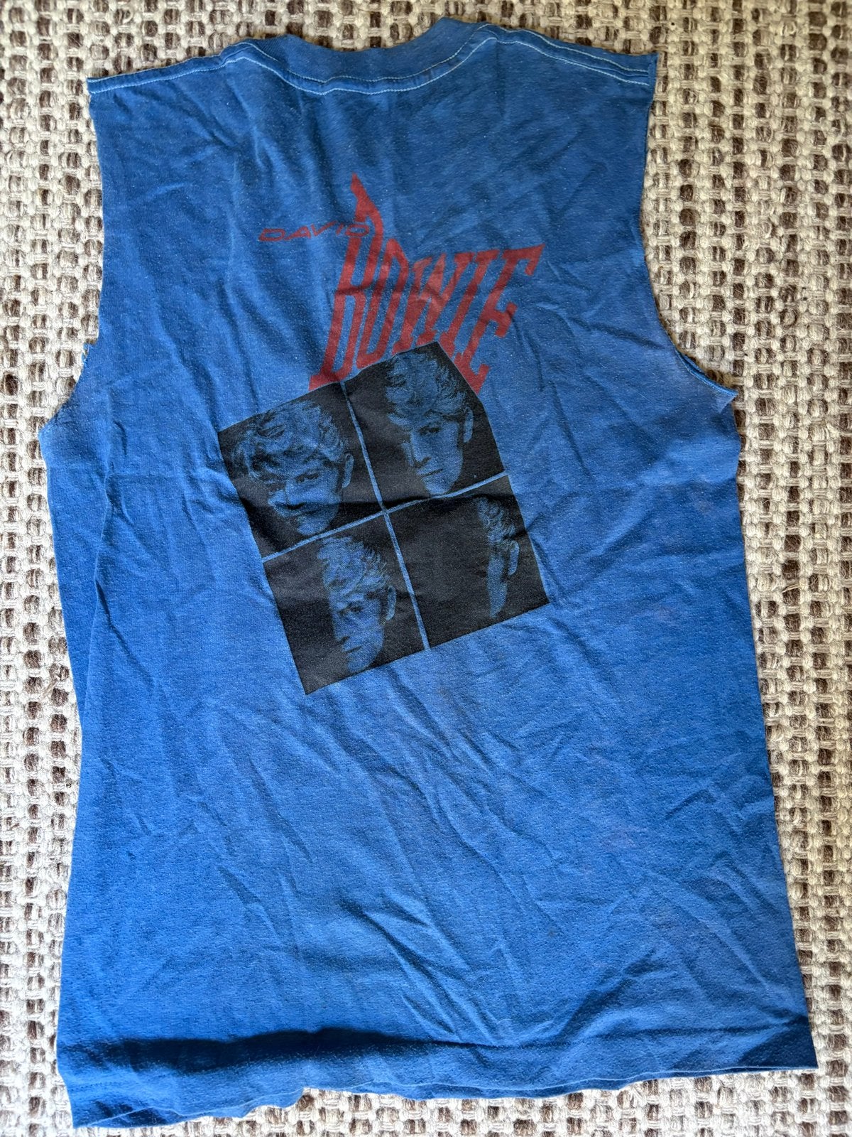 Vintage David Bowie Crew Shirt Rotterdam 83, Ophalen of Verzenden, Gedragen, Overige maten, Blauw