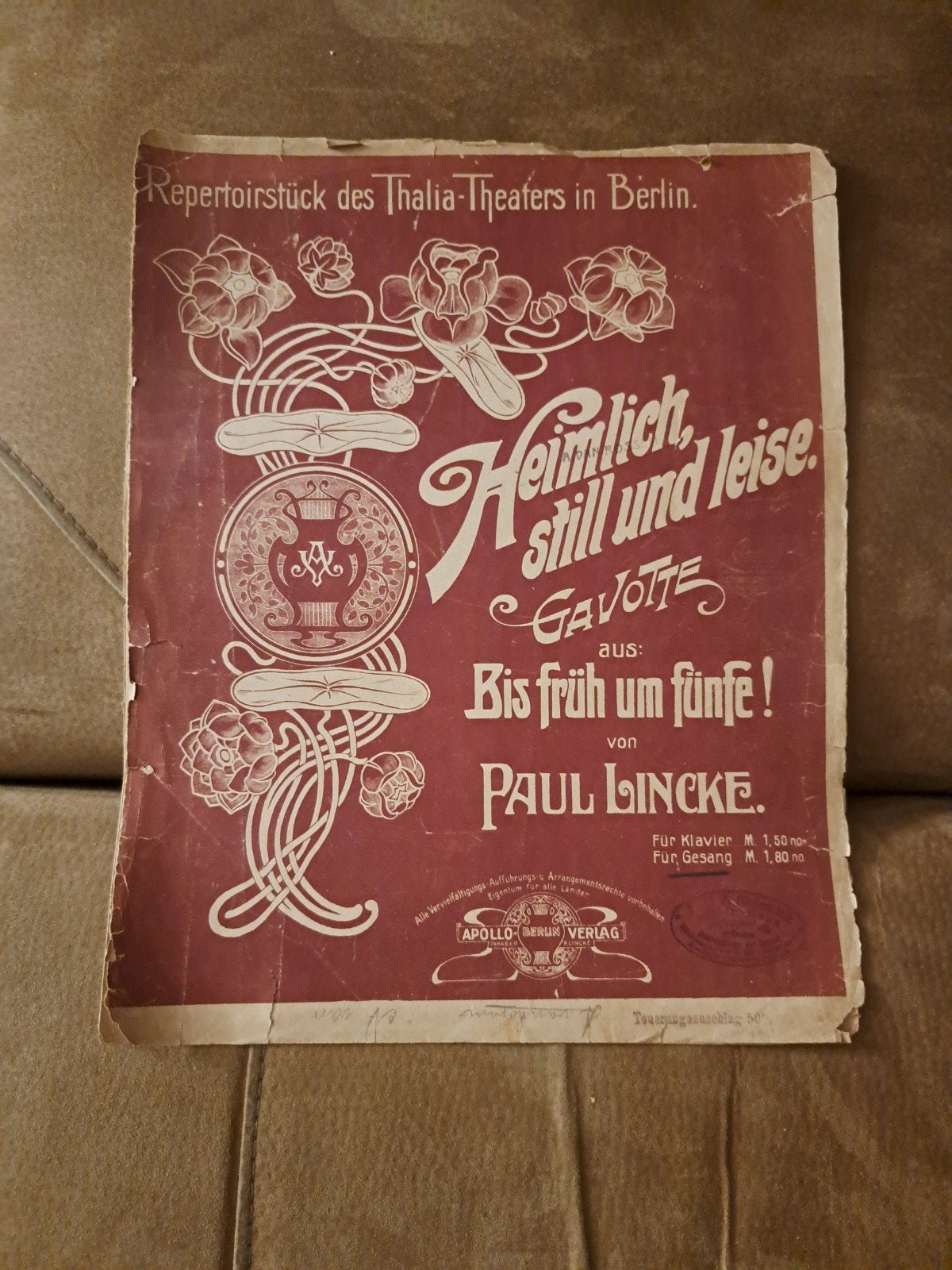 Antieke bladmuziek Paul Lincke - Heimlich, still und leise, Piano, Gebruikt, Klassiek, Ophalen of Verzenden