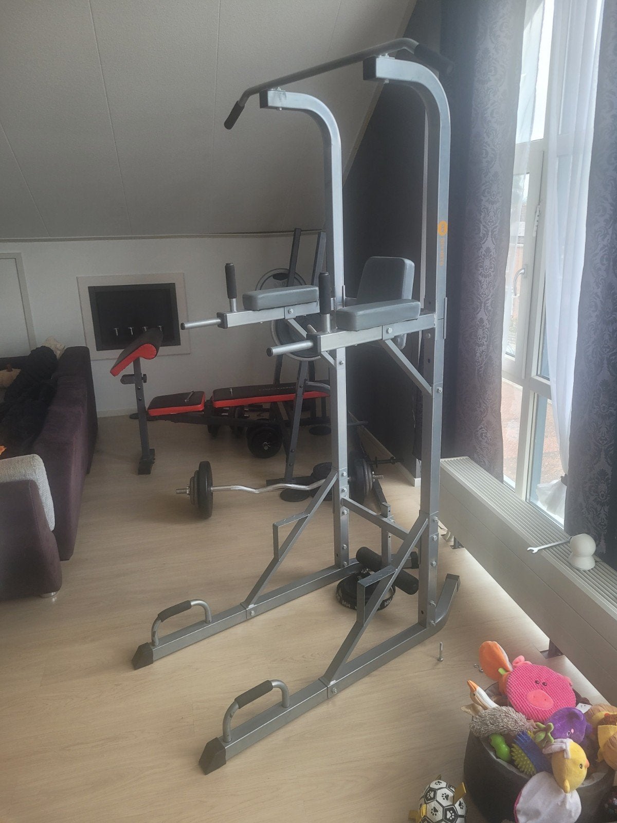 Power tower dip station & Pull-up bar, Ophalen, Gebruikt, Krachtstation, Benen