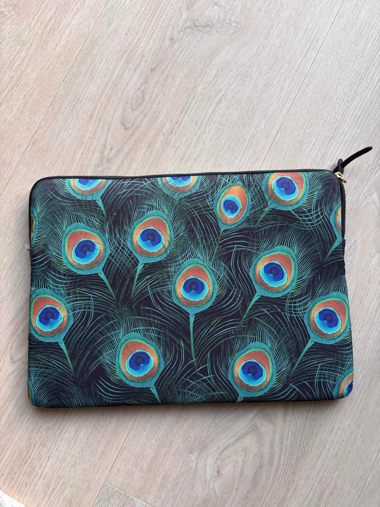Laptophoes met Pauwenveren Print - Wouf, Computers en Software, Laptophoezen, Zo goed als nieuw, 13 inch, Ophalen of Verzenden