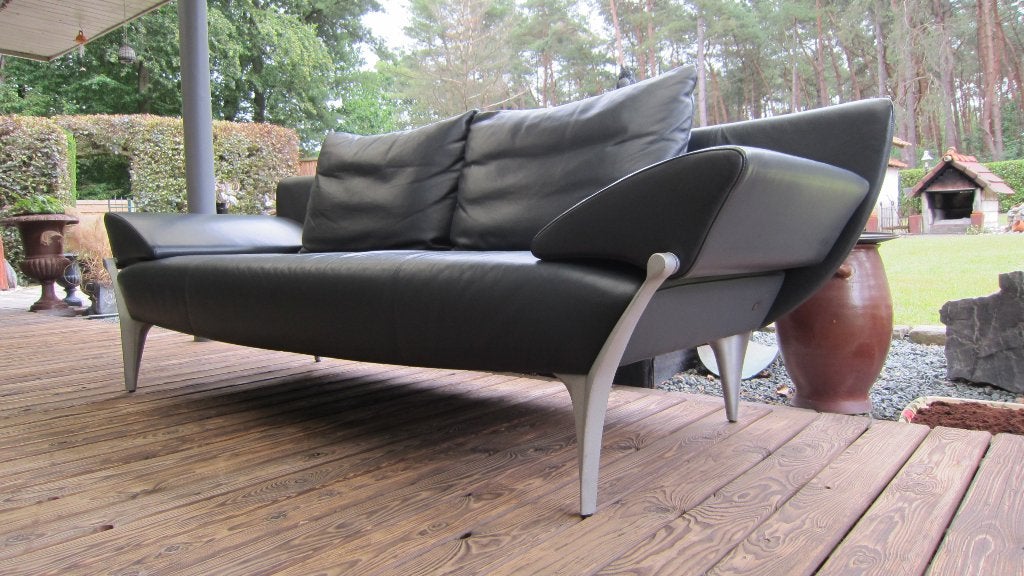 Lederen design bank "Rolf Benz" type 1600 Mooie staat!, Ophalen, Gebruikt, Design, Driepersoons