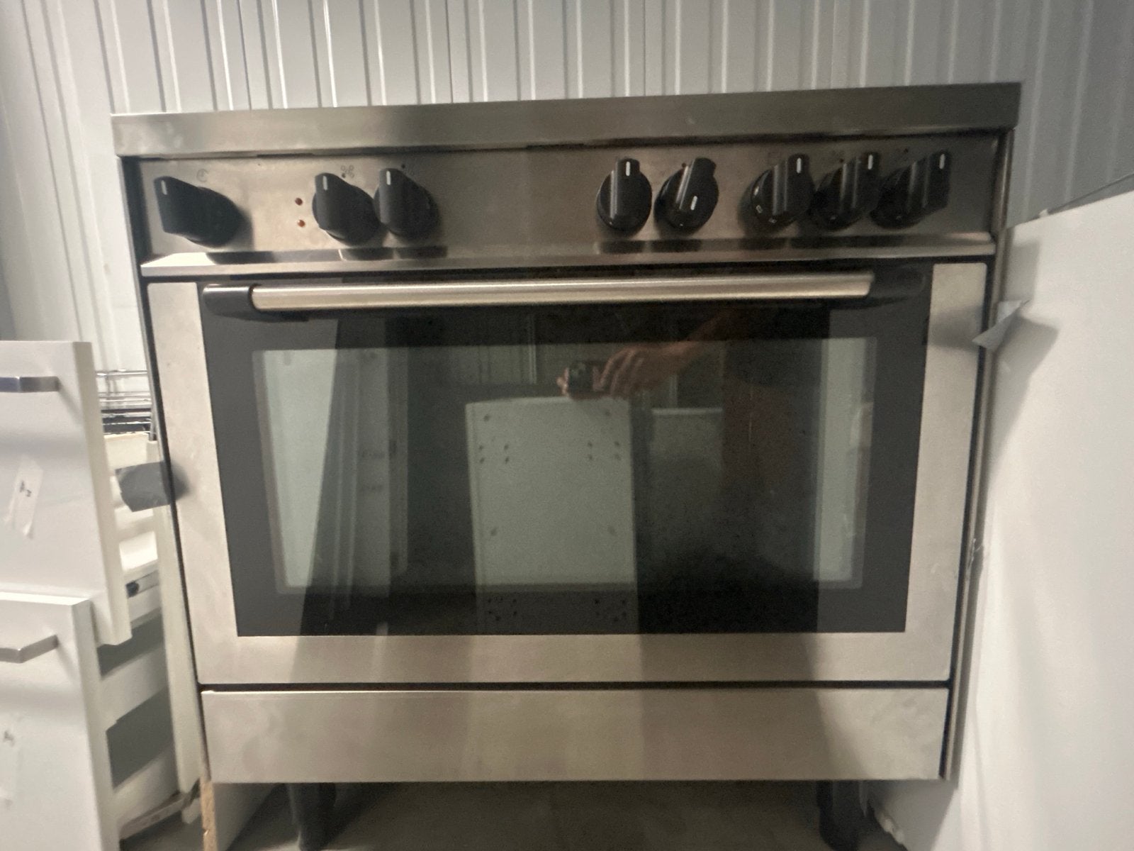 RVS 5-pits gasfornuis met oven, Ophalen, Gebruikt, 60 cm of meer, Gas
