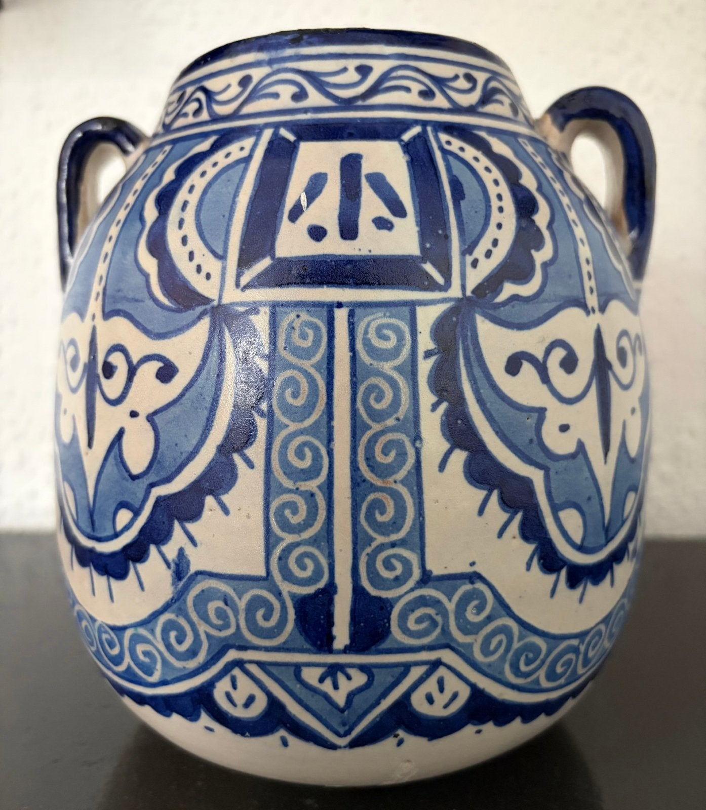 Keramiek / Kunst / Marokko : kobalt blauwe vaas / pot, Ophalen of Verzenden