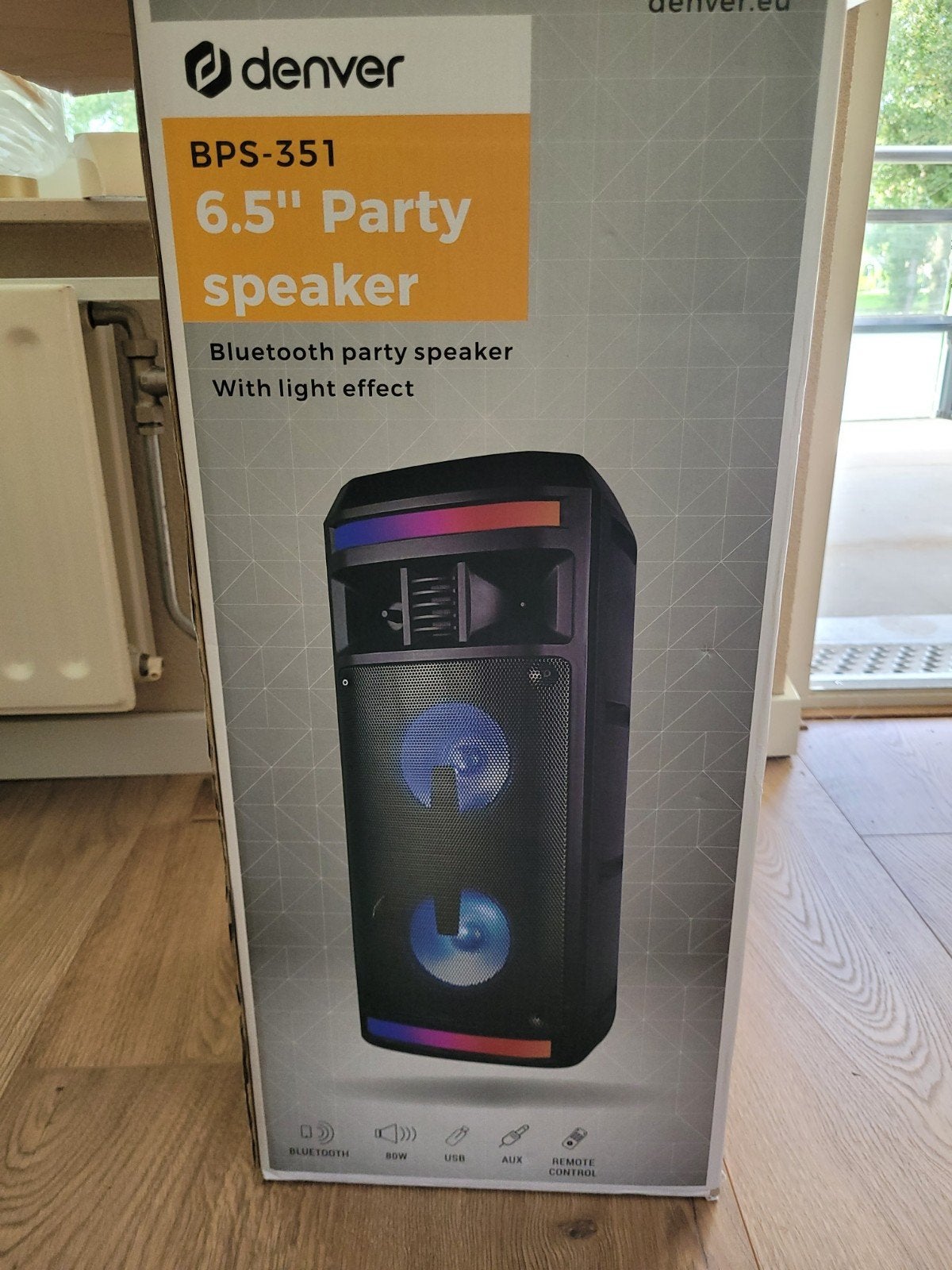 Denver BPS-351 Bluetooth Party Speaker met Lichteffecten, Bluetooth, Party speaker, Zo goed als nieuw, Minder dan 60 watt