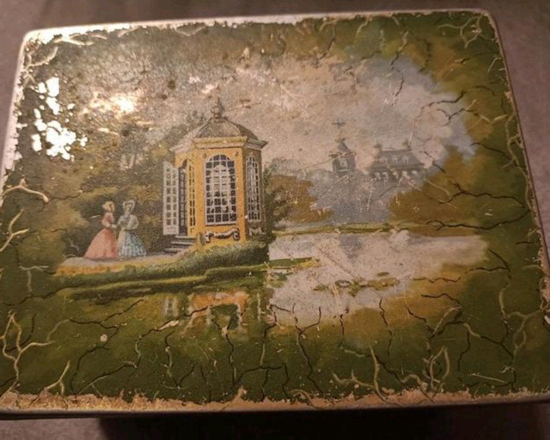 Vintage blik met klassieke scène, Verzamelen, Ophalen of Verzenden, Gebruikt, Overige