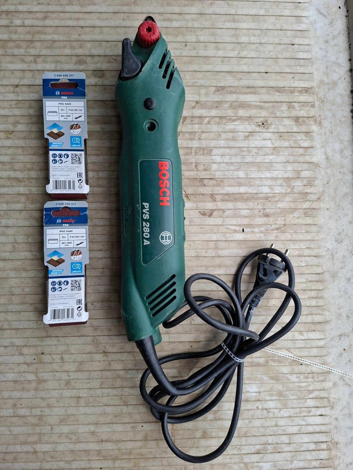 Bosch PVS 280 A bandschuurmachine met schuurbanden, Ophalen of Verzenden, Zo goed als nieuw, Bandschuurmachine