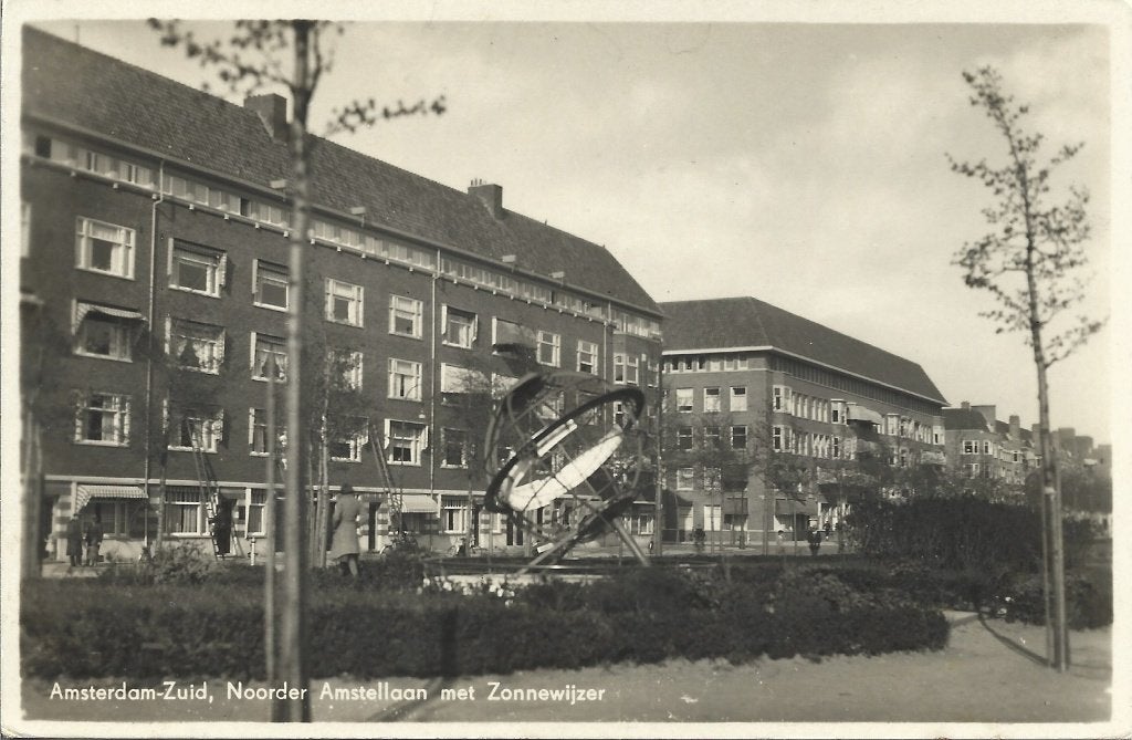 Amsterdam Zuid-27-Noorder Amstellaan met Zonnewijzer-oud, Ophalen of Verzenden, 1940 tot 1960, Ongelopen, Noord-Holland