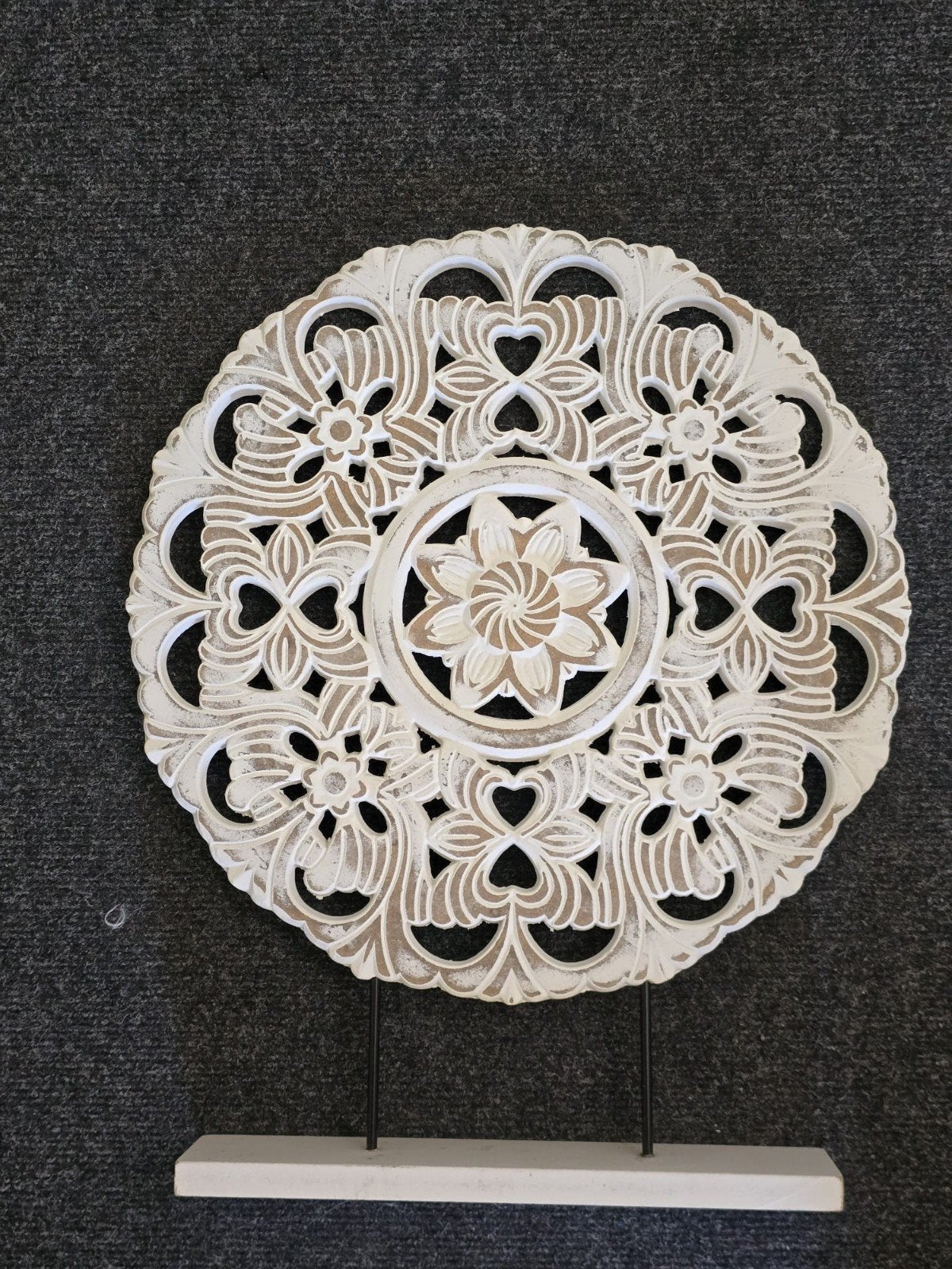 Decoratief Wandpaneel Houtsnijwerk - Wit/Bruin, Huis en Inrichting, Hout, Vintage, Ophalen of Verzenden, Zo goed als nieuw
