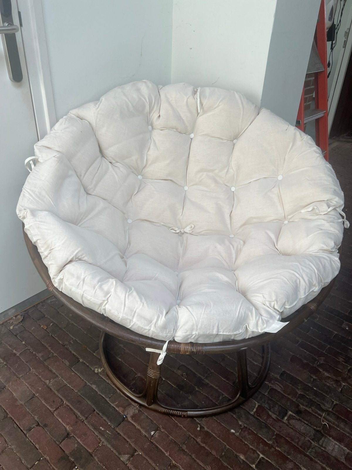 Papasan stoel met comfortabel kussen, Ophalen, Gebruikt, Bruin, Riet of Rotan