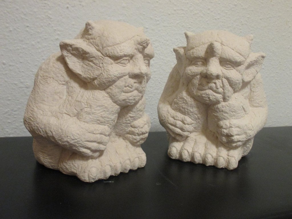 blanco gipsen Gargoyle duiveltje, beeld beschilderbaar gips, Ophalen of Verzenden, Gips, Beeld