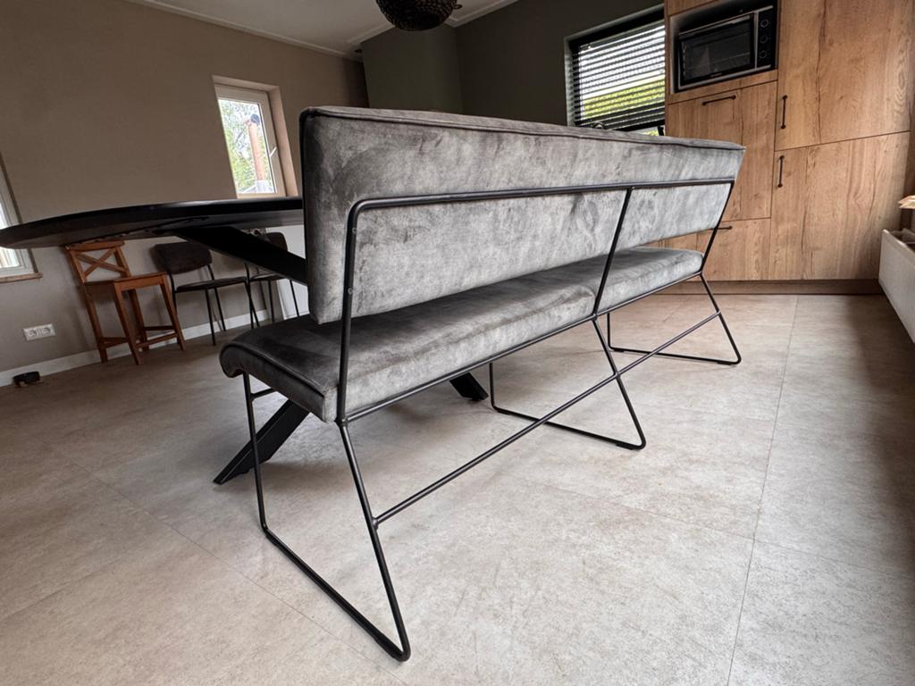 Groene velours eetkamerbank - Modern en comfortabel, Ophalen, Overige kleuren, Drie, Zo goed als nieuw
