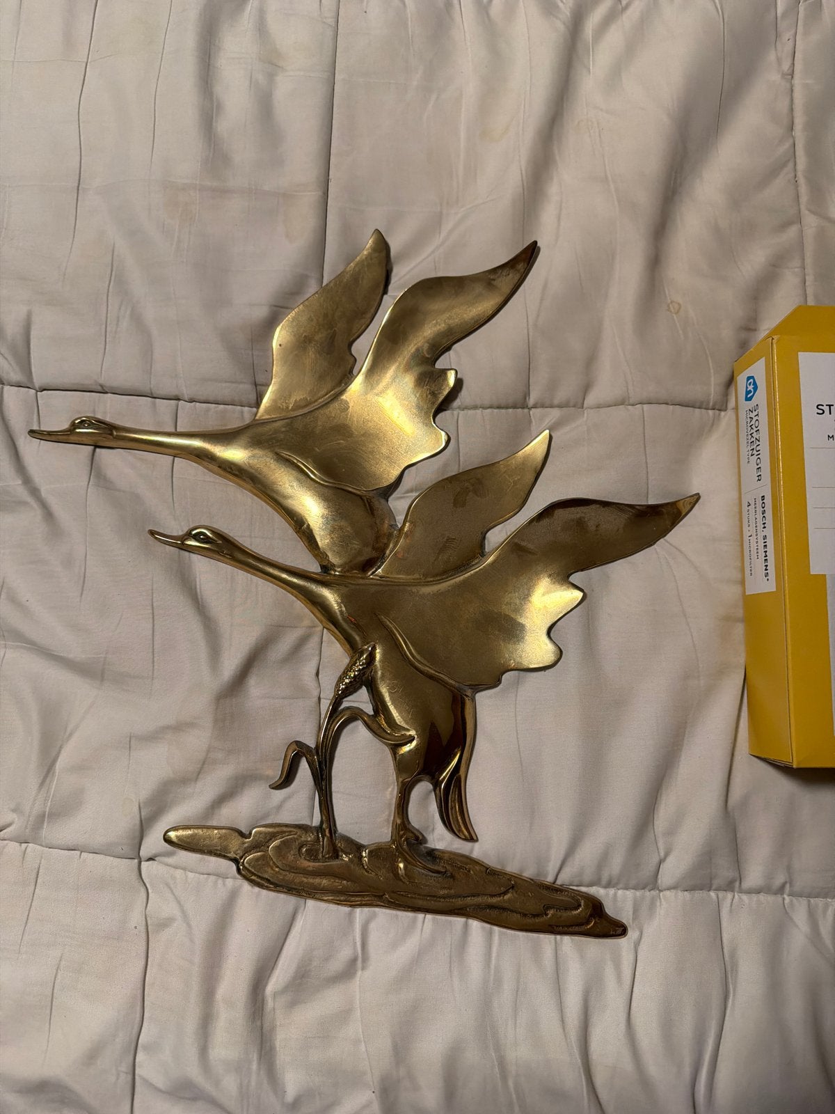 Muurdecoratie 2 zwanen, Ophalen, Vintage, Zo goed als nieuw, Goud